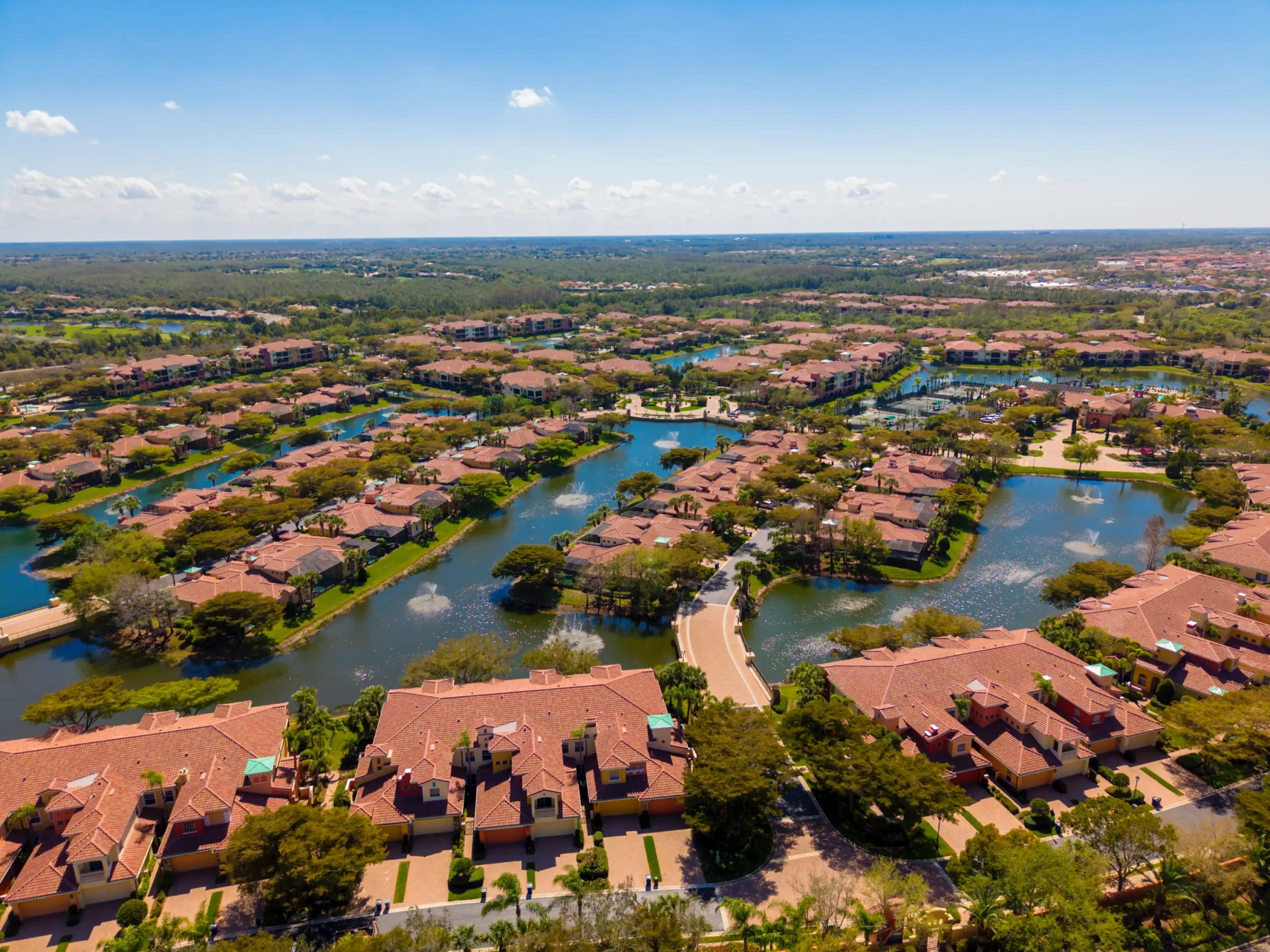 Residential housing community in Estero Florida. Aerial drone photo 2026